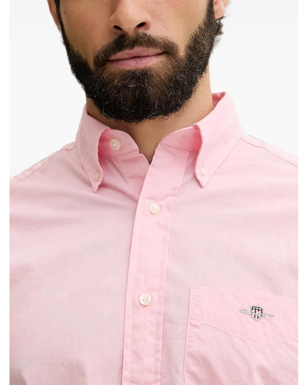 Gant Pink Button-Down Short-Sleeve Shirt for men