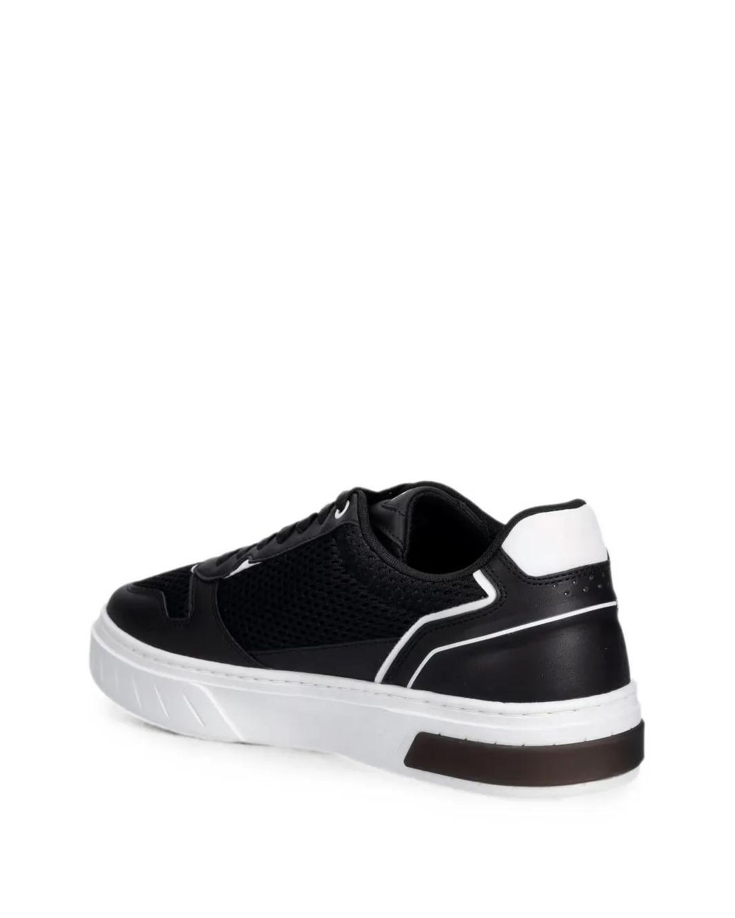EA7 Black Mesh-Panelled Logo-Print Sneakers