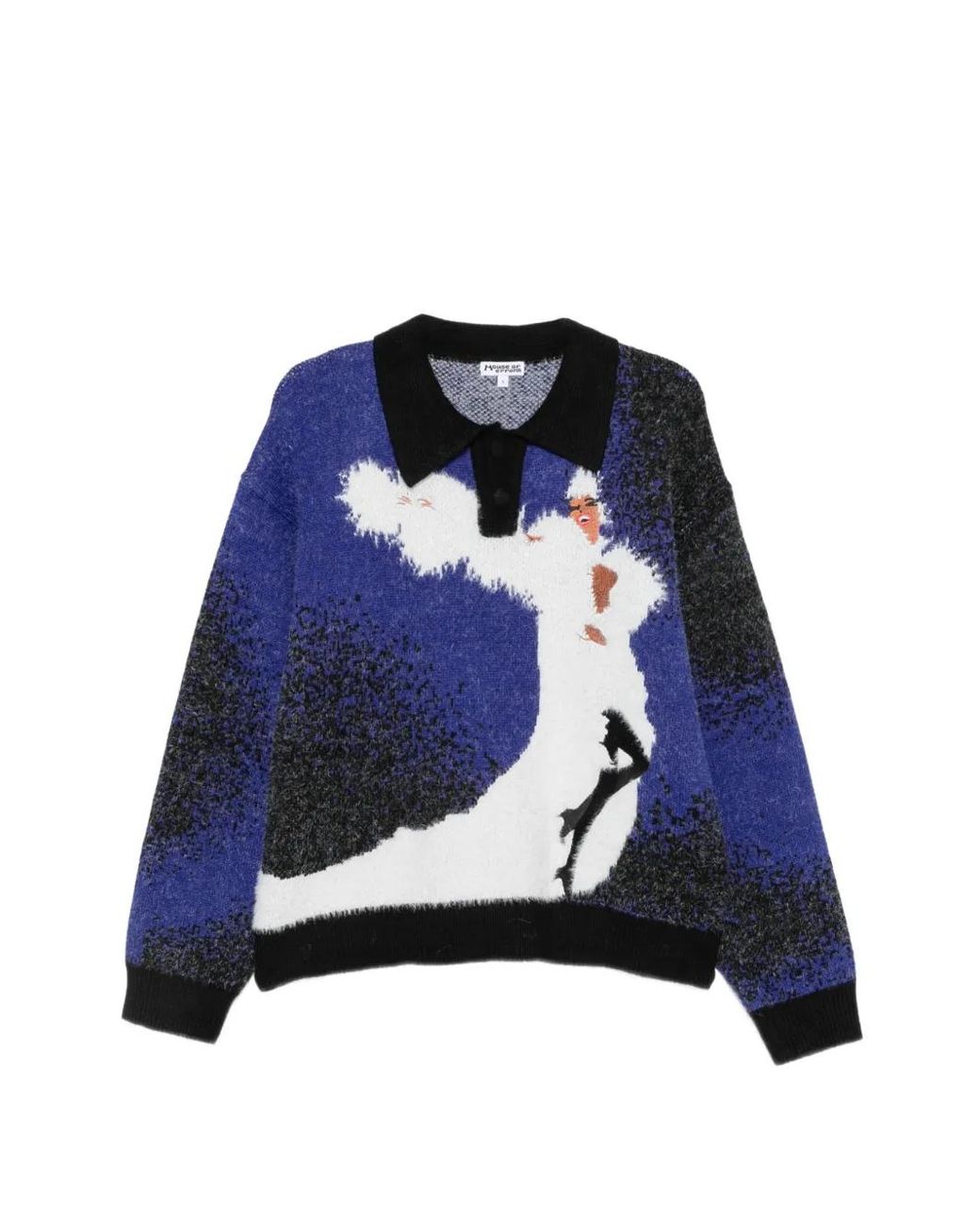 House of Errors Blue Graphic-Intarsia Polo Shirt for men