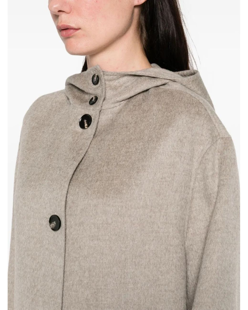 Liviana Conti Natural Hooded Button Coat