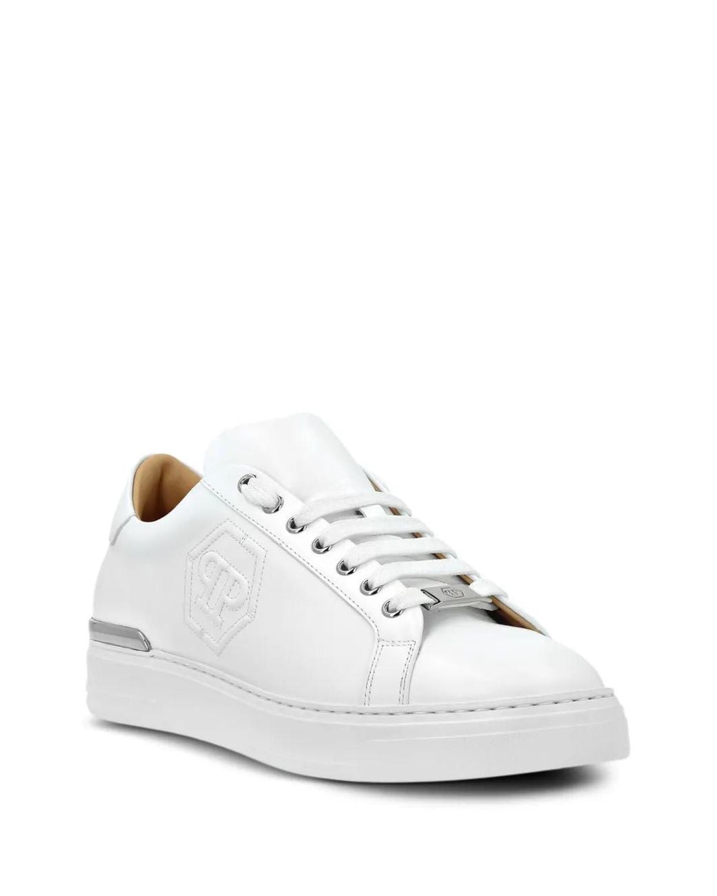 Philipp Plein White Embossed Sneakers