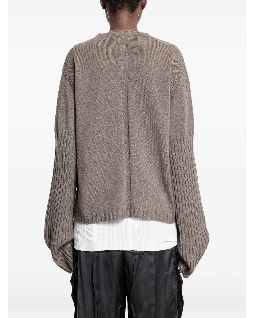 Rick Owens Gray Pullover mit geripptem Detail