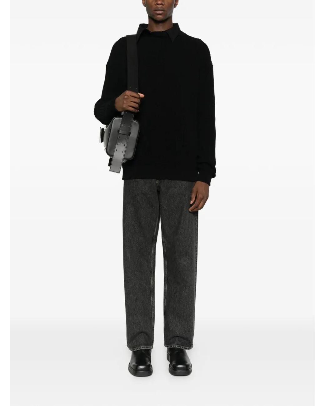 MEDEA Black Collared Sweater