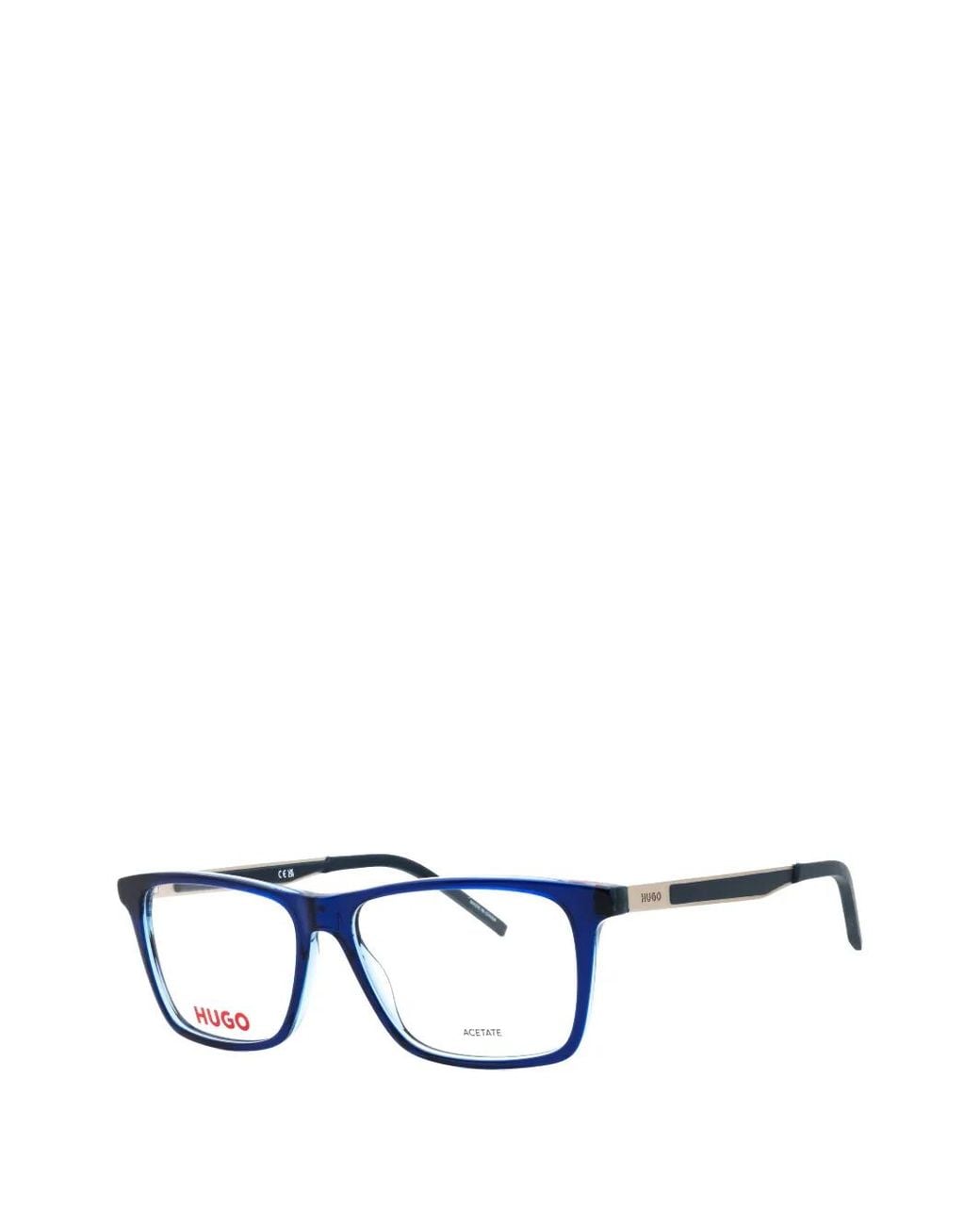 HUGO Blue Rectangle-Frame Glasses for men