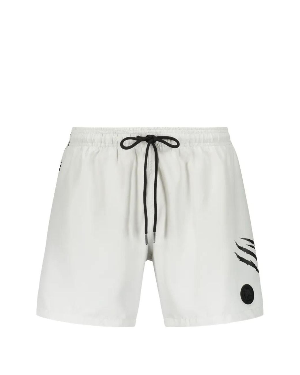 Philipp Plein White Logo-Patch Drawstring Swim Shorts for men