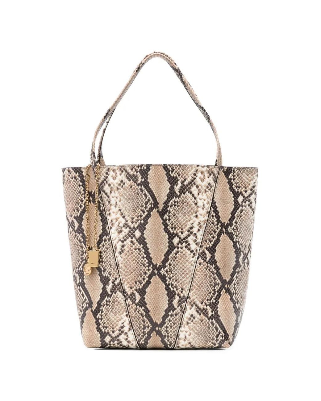 Chloé White Snakeskin-Effect Leather Bucket Bag
