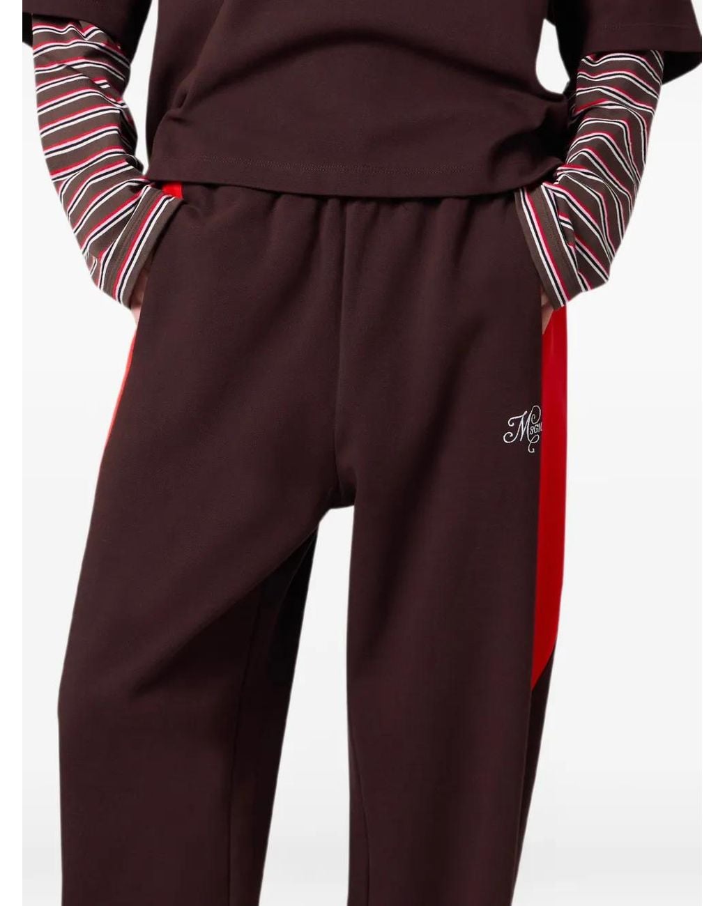 MSGM Logo-Embroidered Contrast-Panel Track Pants