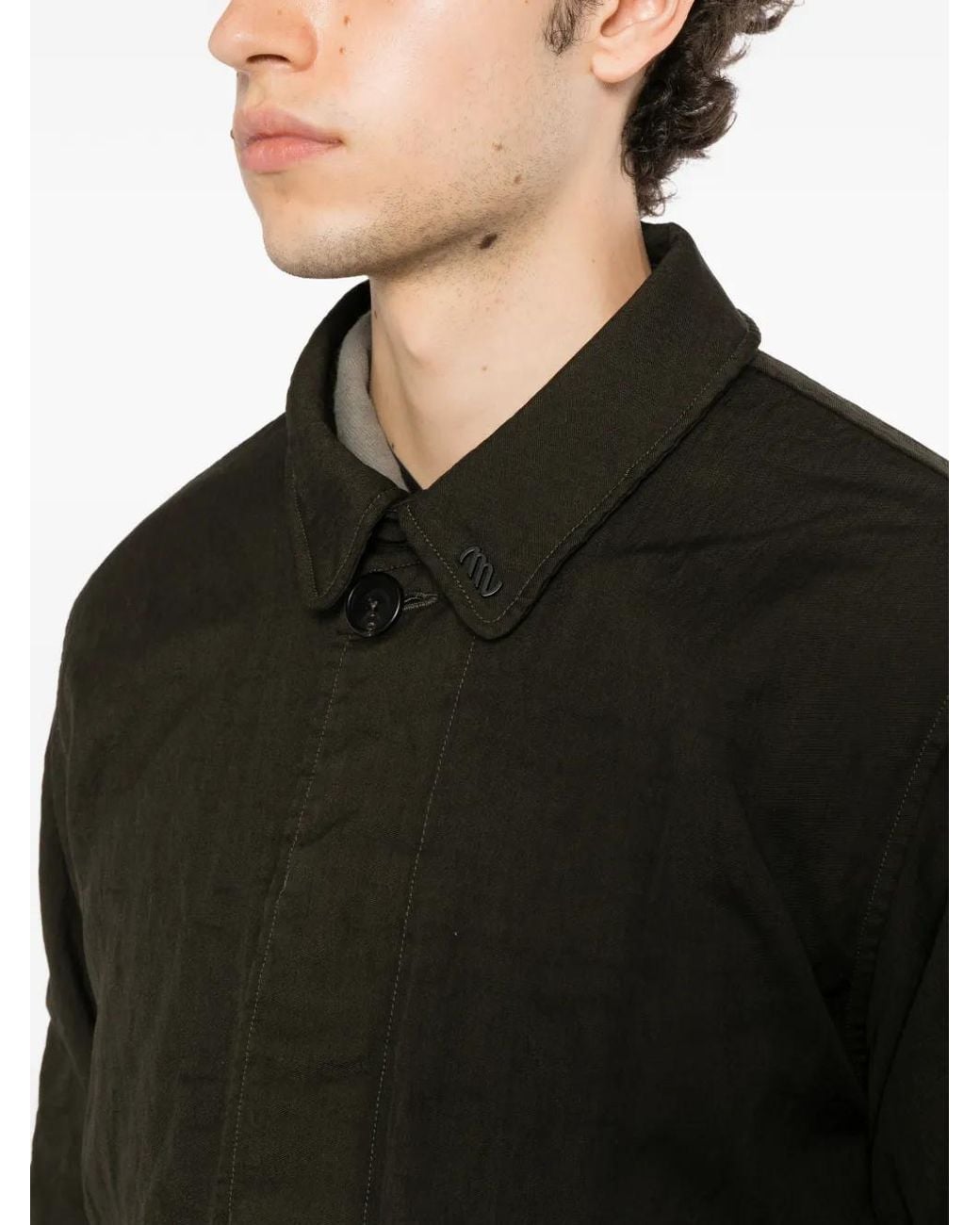 Massimo Osti Studio Black Logo-Patch Coat for men