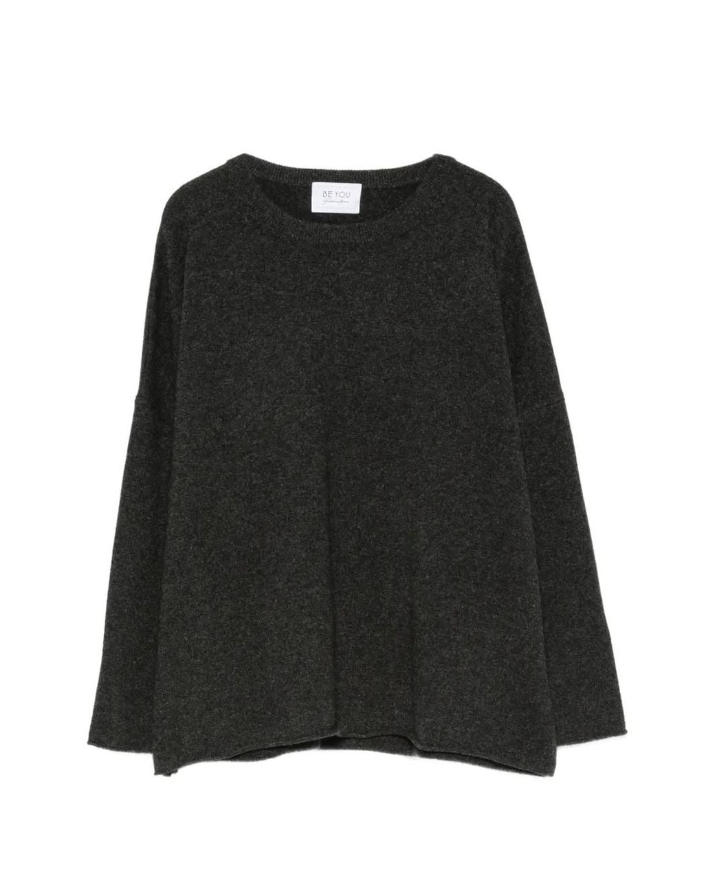 Be You Black Round-Neck Drop-Shoulder Sweater