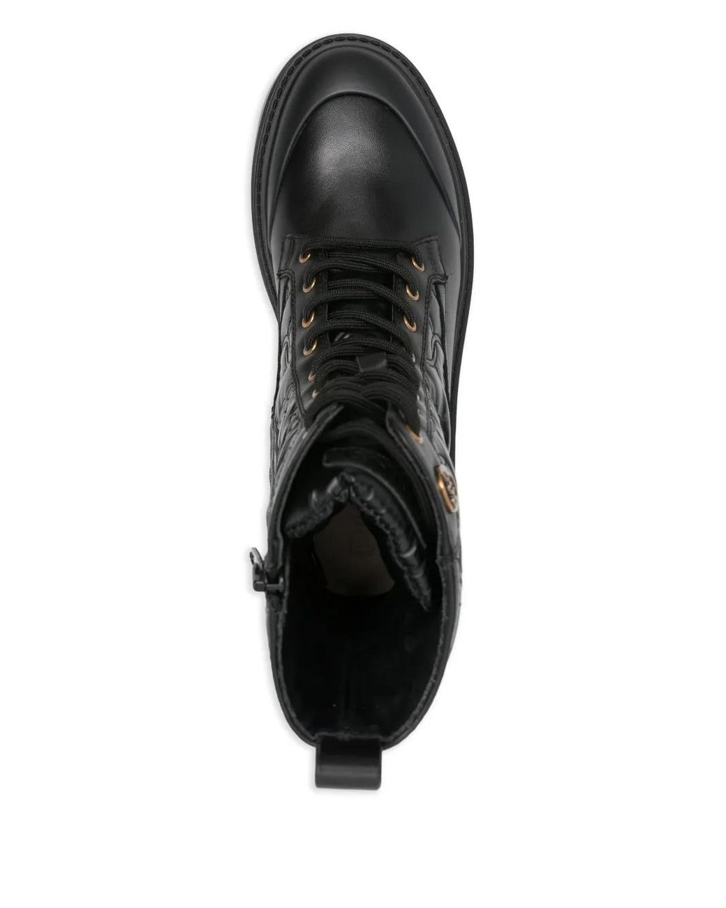 Pinko Black Mia 25 Embossed Leather Chunky Ankle Boots