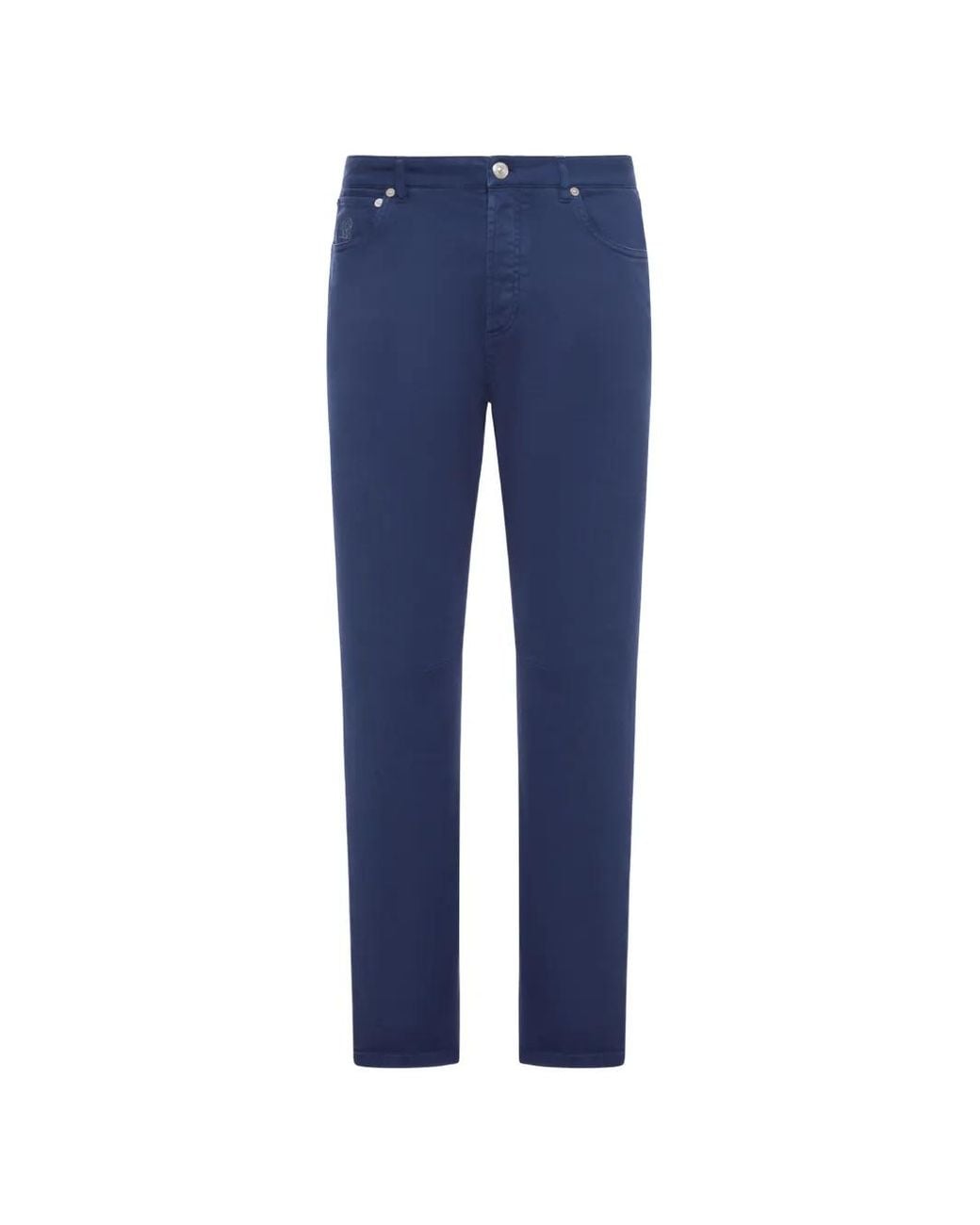 Brunello Cucinelli Blue Garment-Dyed Five-Pocket Trousers for men