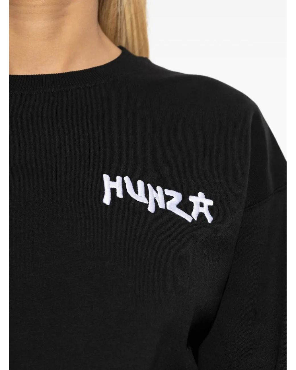 Hunza G Black Logo-Embroidered Sweatshirt