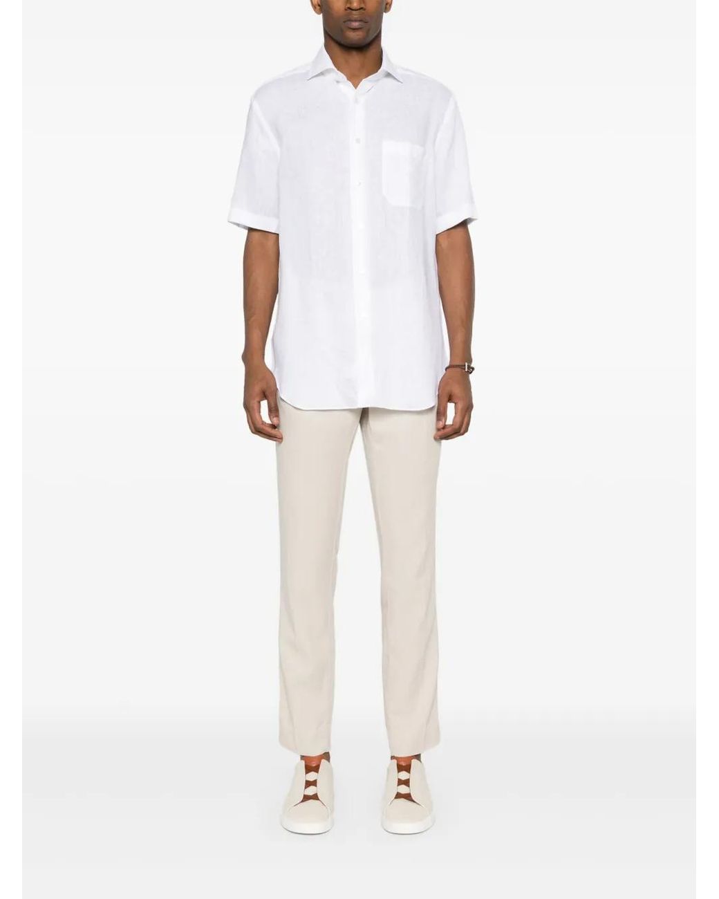 Hackett White Logo-Patch Trousers for men