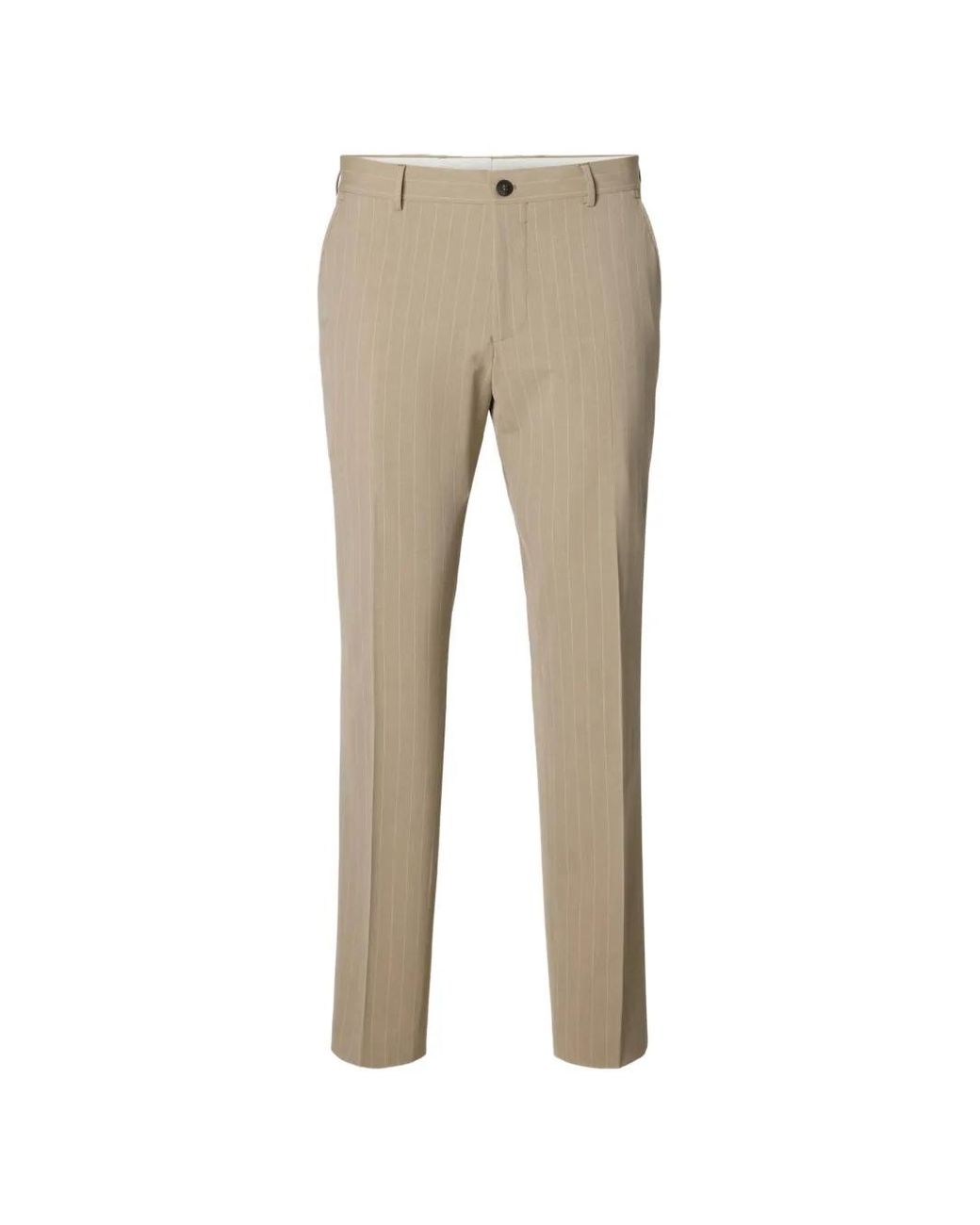 SELECTED Natural Pinstriped Trousers for men