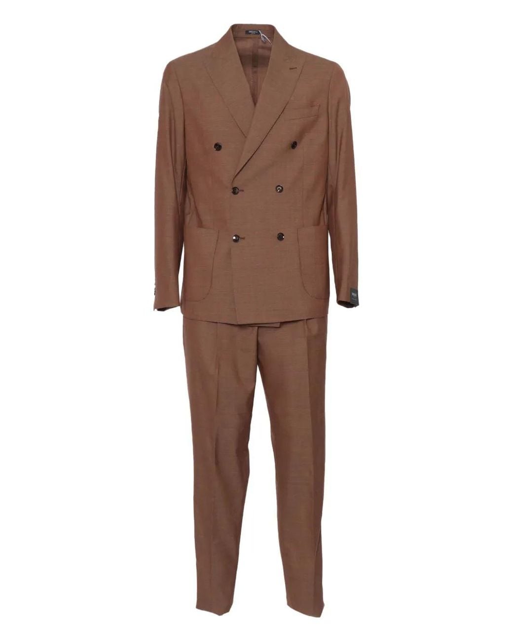Brera Orologi Brown Double-Breasted Patch-Pocket Suit for men