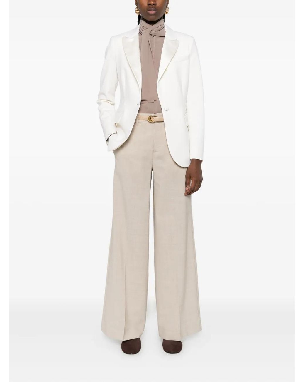 P.A.R.O.S.H. White Single-Breasted Wool-Blend Blazer
