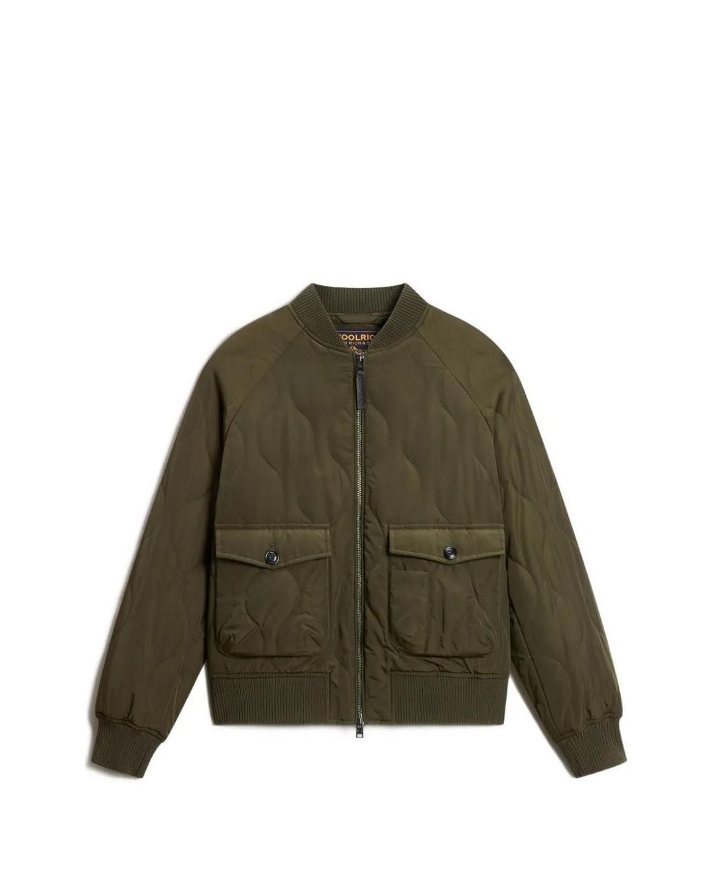 Woolrich Green Military Quilted-Finish Bomber Jacket