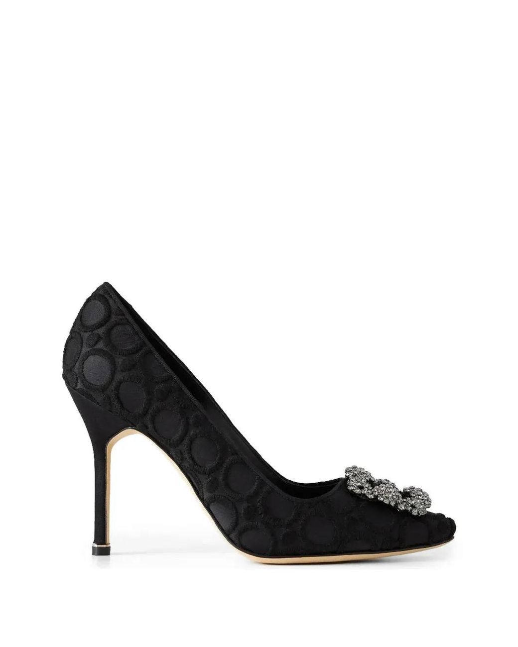 Manolo Blahnik Black Hangisi Crystal-Buckle Pumps