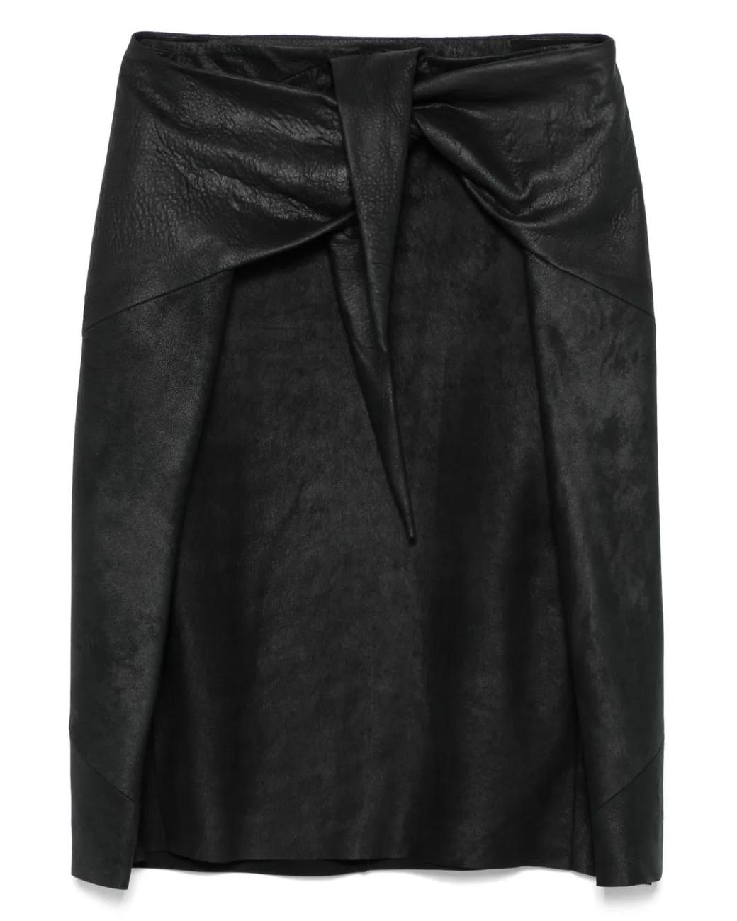 Rick Owens Black Leather Midi Skirt