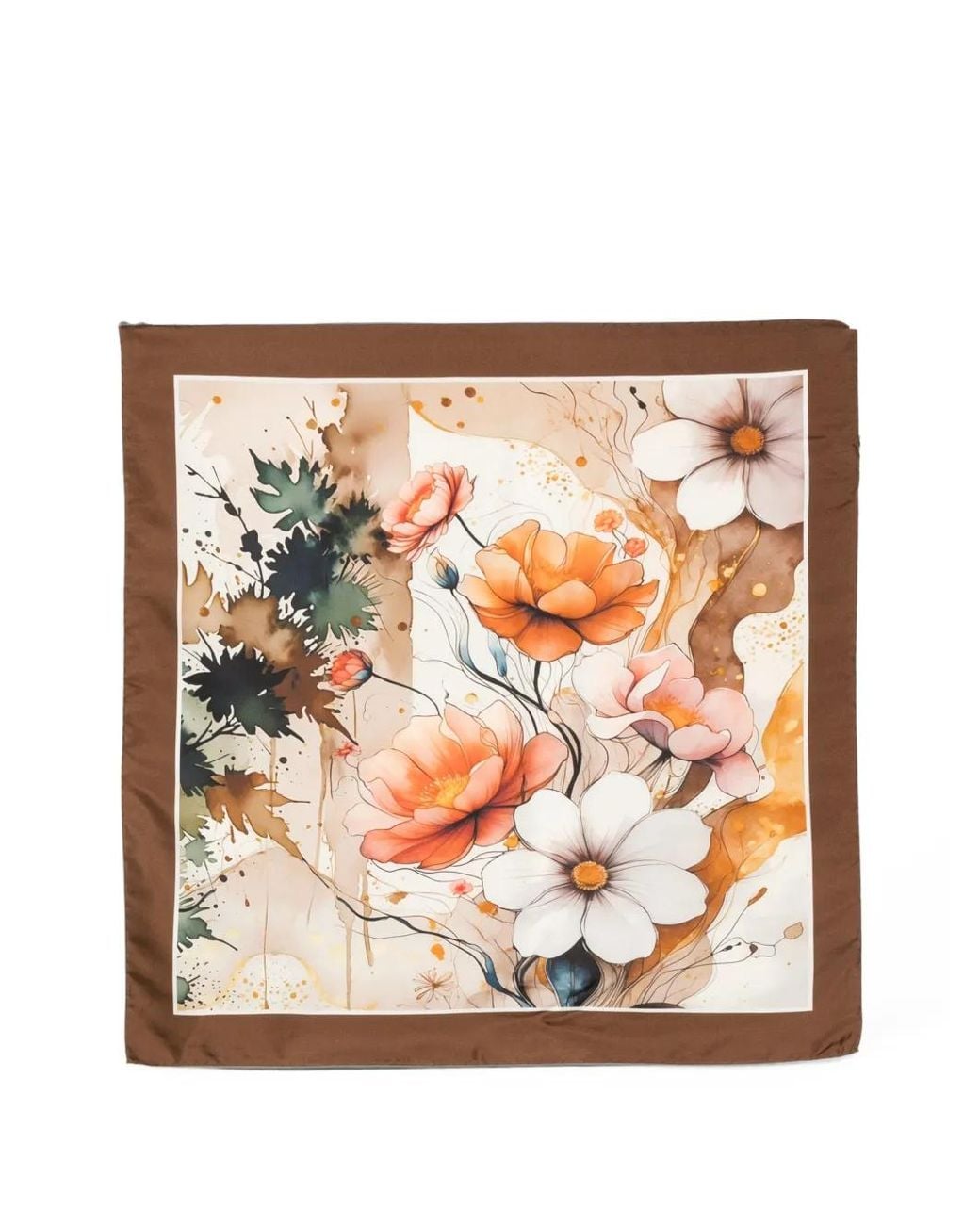 D'Aniello Pink Floral-Print Scarf