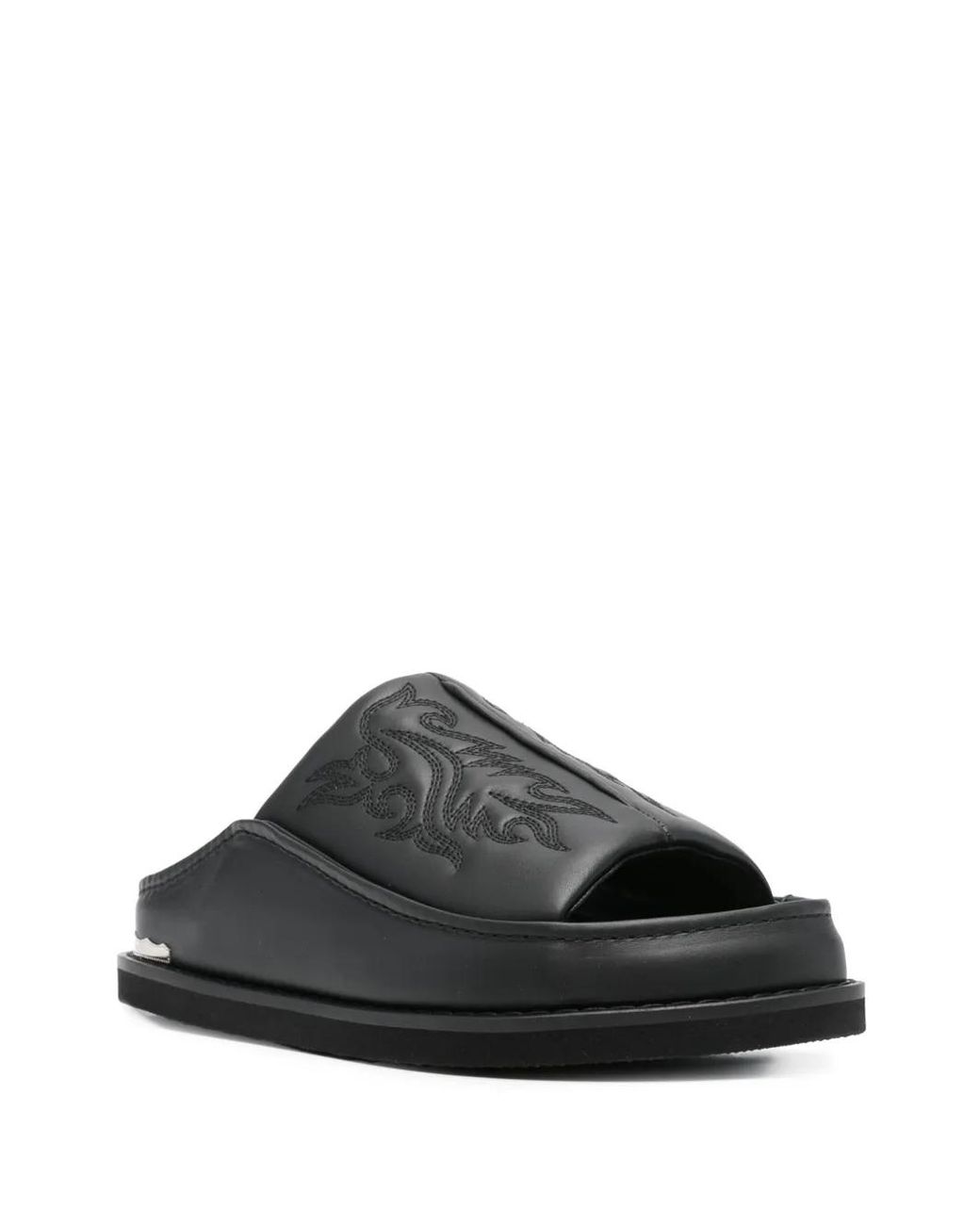 Toga Black Embroidered Sandals