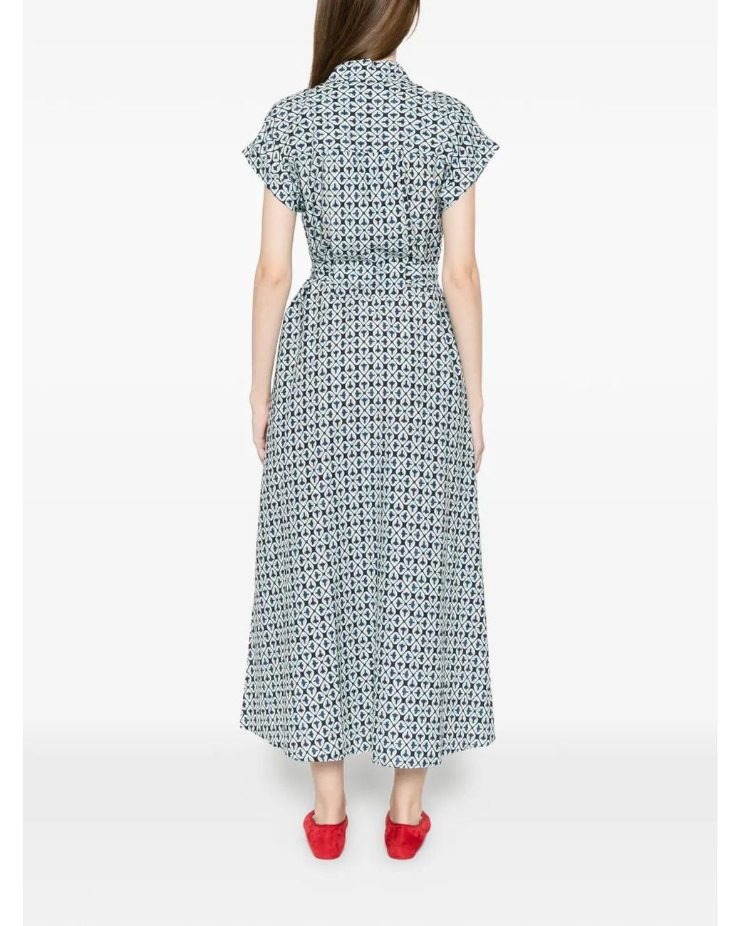 Woolrich Blue Cotton Blend Chemisier Dress