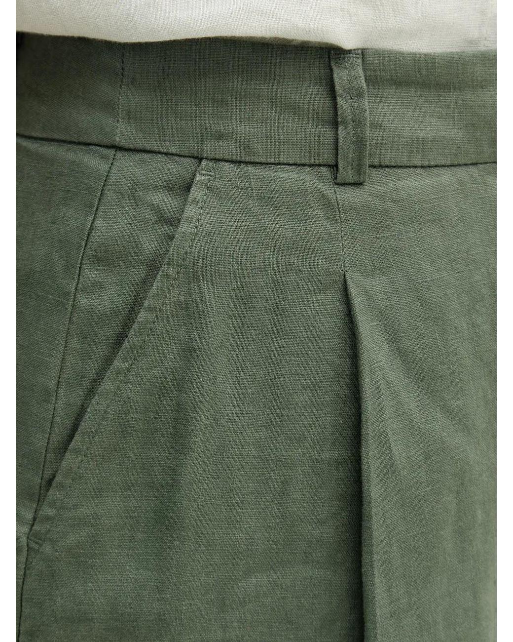 Benetton Green Pleated Wide-Leg Shorts