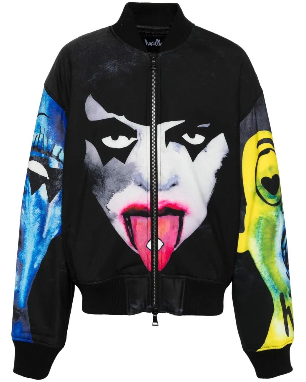 Haculla Black Graphic-Print Bomber Jacket for men