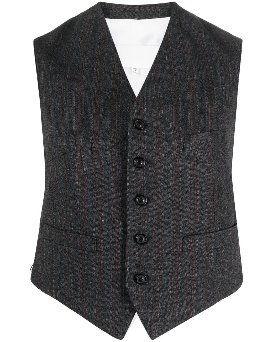 Maison Margiela Black Stripe-Print Button-Up Waistcoat