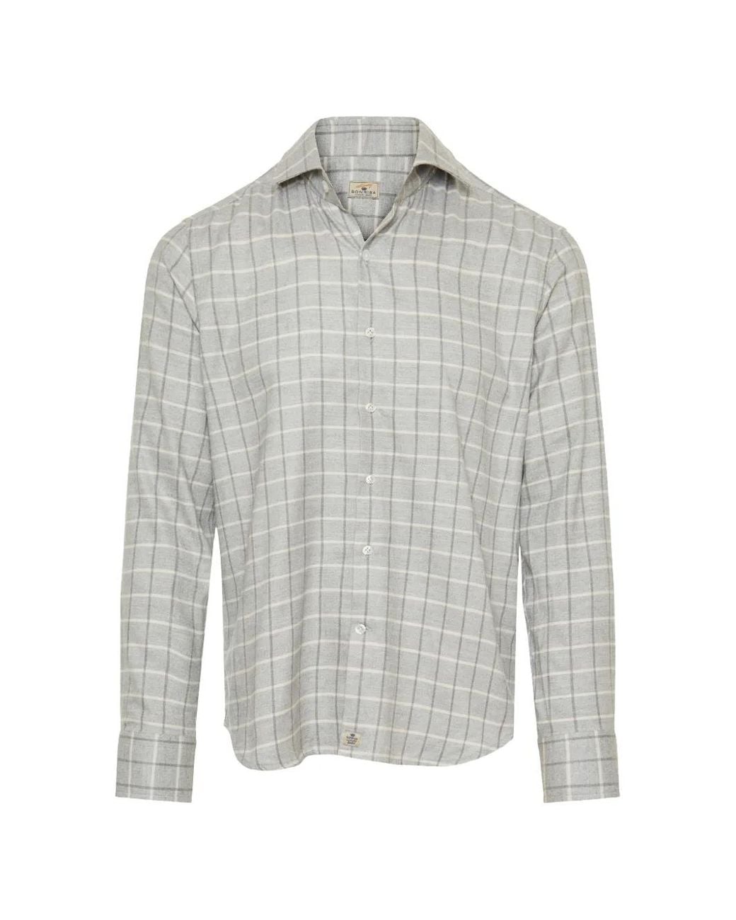 Sonrisa Gray Check-Pattern Long-Sleeve Shirt for men