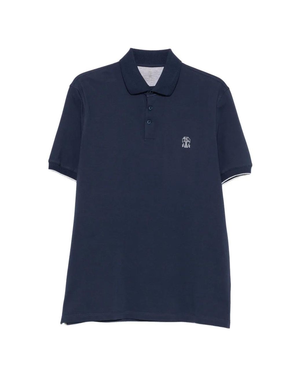 Brunello Cucinelli Blue Polo À Logo Brodé for men
