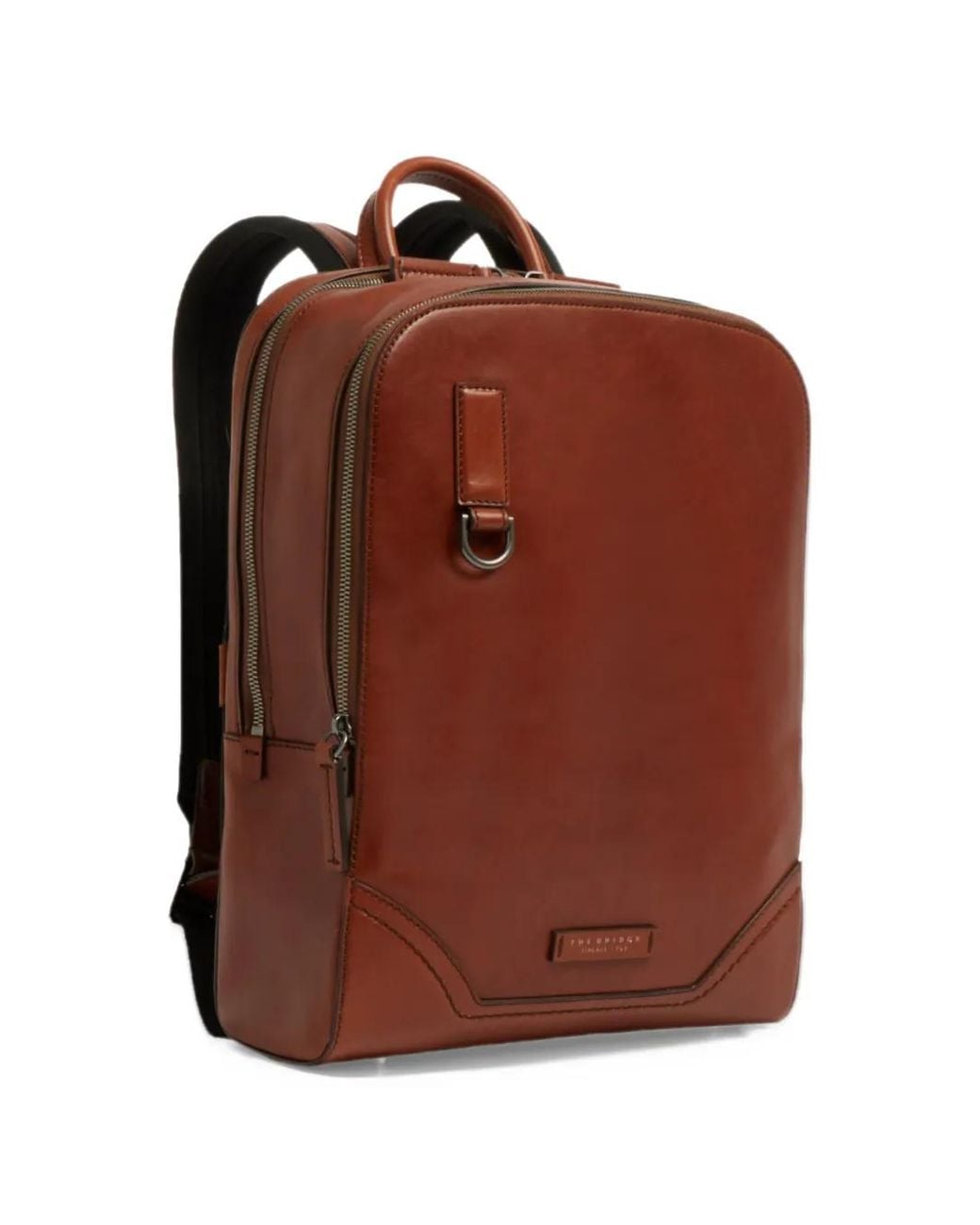 The Bridge Brown Matteo Leather Double-Zip Backpack for men