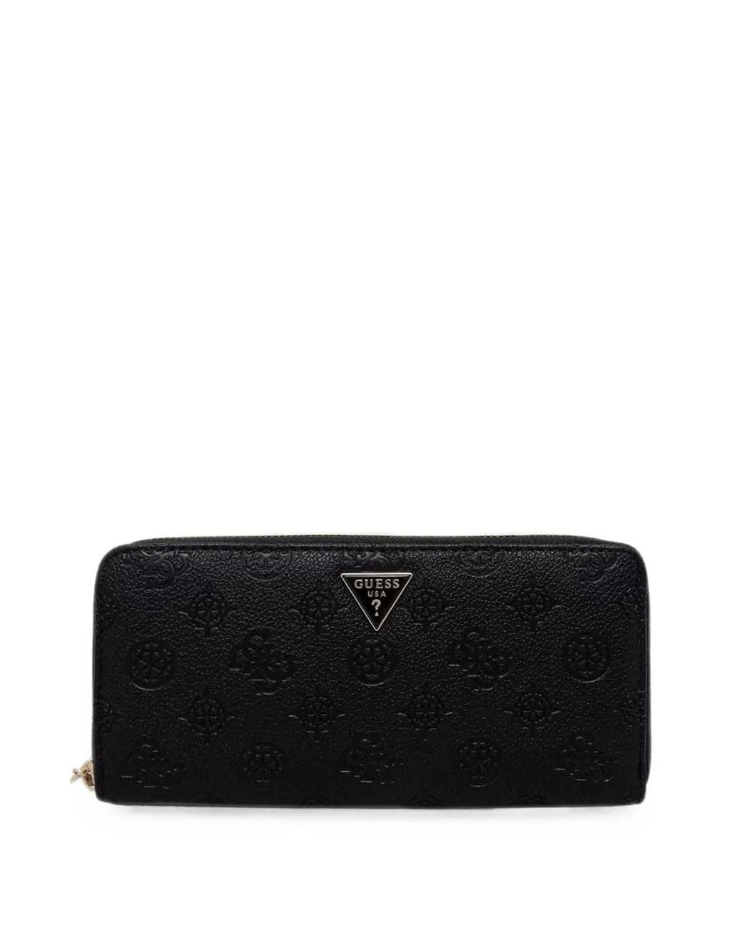 Guess Black 4G Monogram-Embossed Zip-Around Wallet
