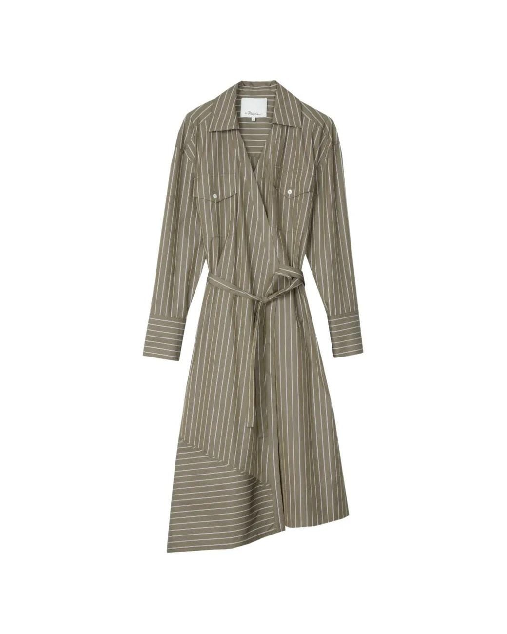 3.1 Phillip Lim Natural Striped Asymmetrical Dress