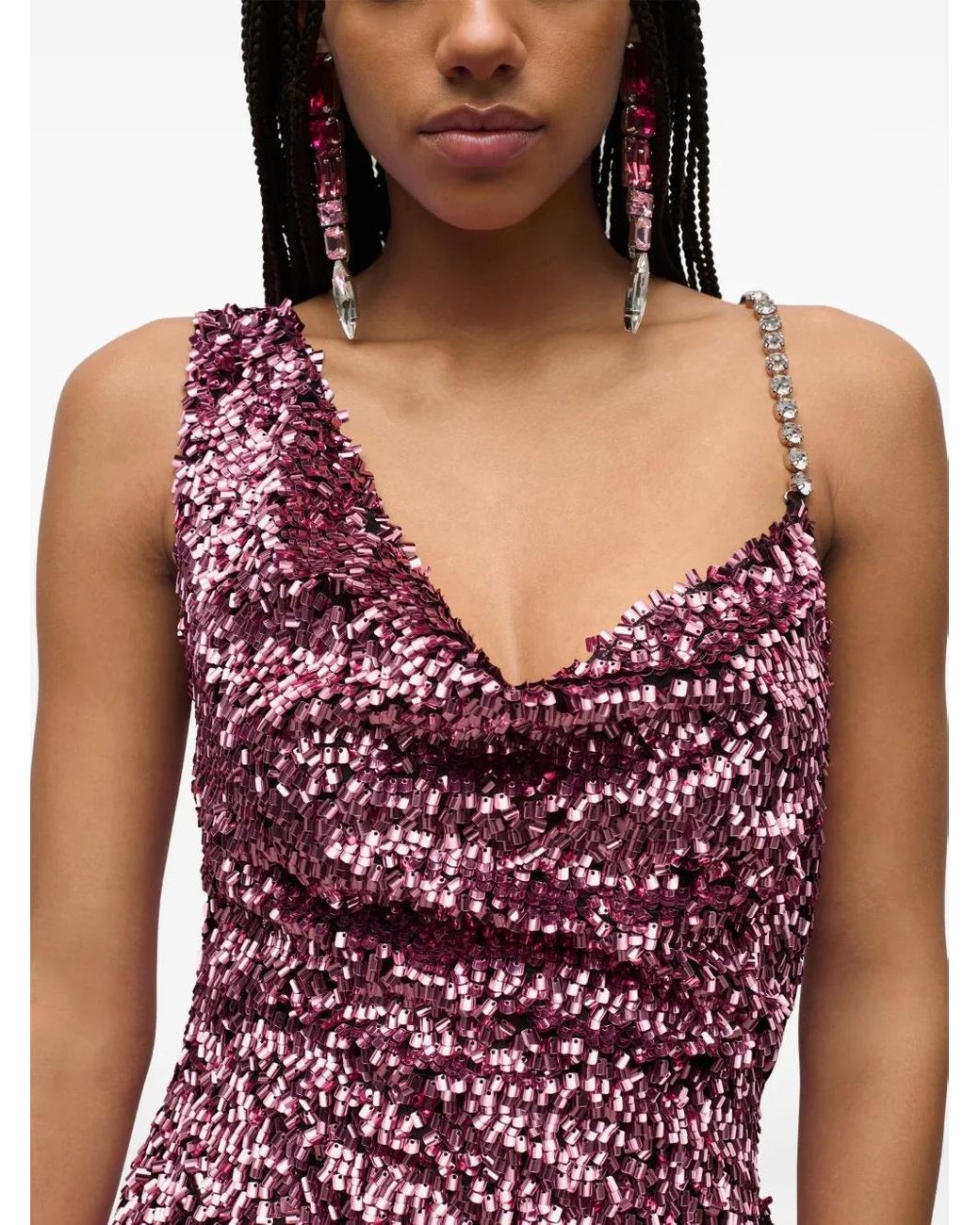 Vestido Corto Con Lentejuelas Area de color Purple