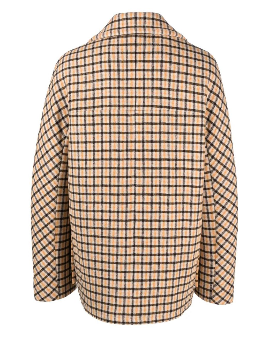 Lanvin Natural Check-Pattern Virgin-Wool Peacoat for men