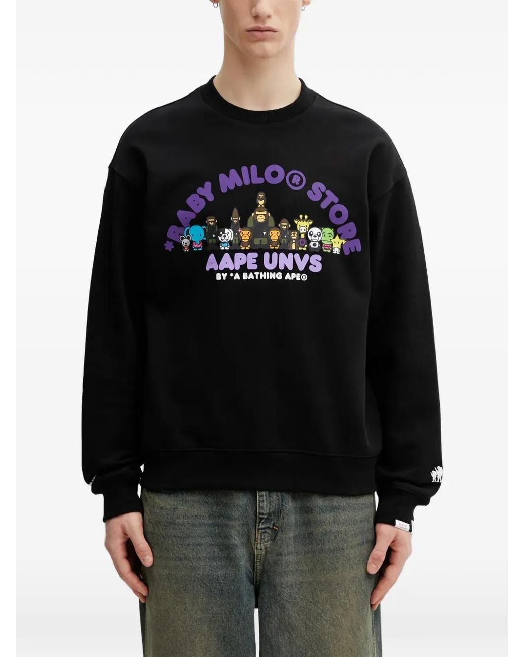 Aape By A Bathing Ape Black X Baby Milo Store Aapeunvs Sweatshirt for men
