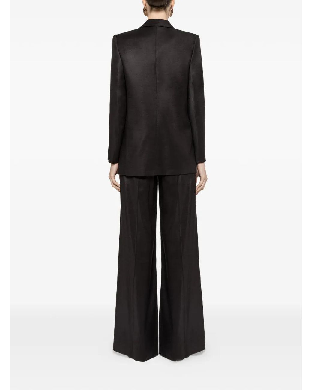 Nissa Black Single-Breasted Linen Blazer