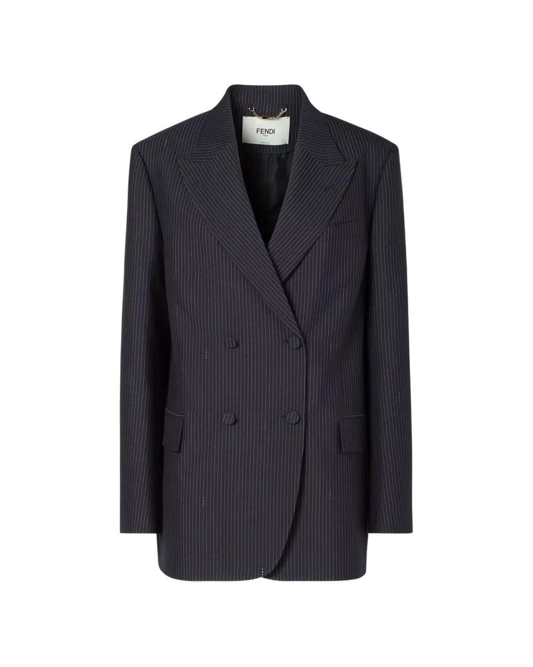 Fendi Blue Pinstriped Double-Breasted Blazer