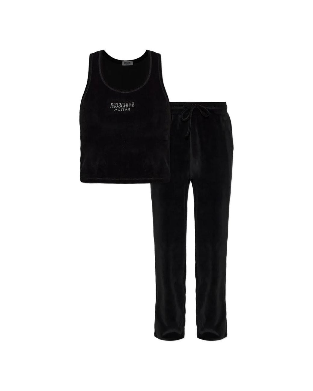 Moschino Black Active Rhinestone-Logo Pajamas
