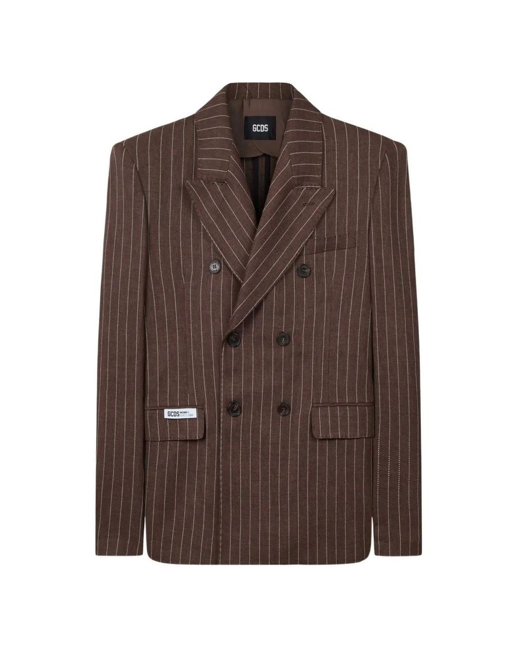 Gcds Brown Pinstripe Double-Breasted Blazer for men