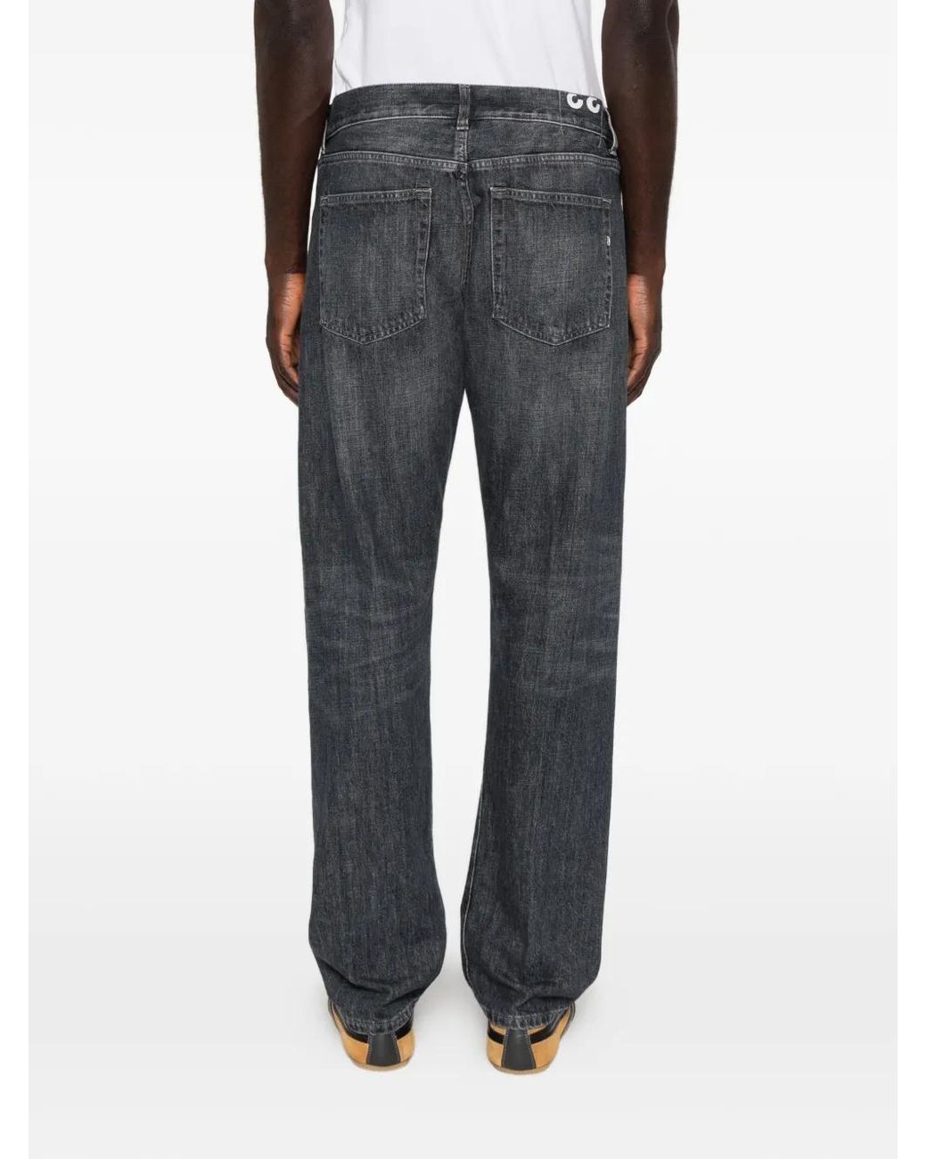 Dondup Gray Faded-Effect Straight-Leg Jeans for men