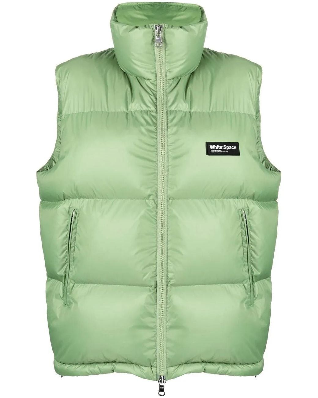 White/space Green Padded Zip-Up Gilet