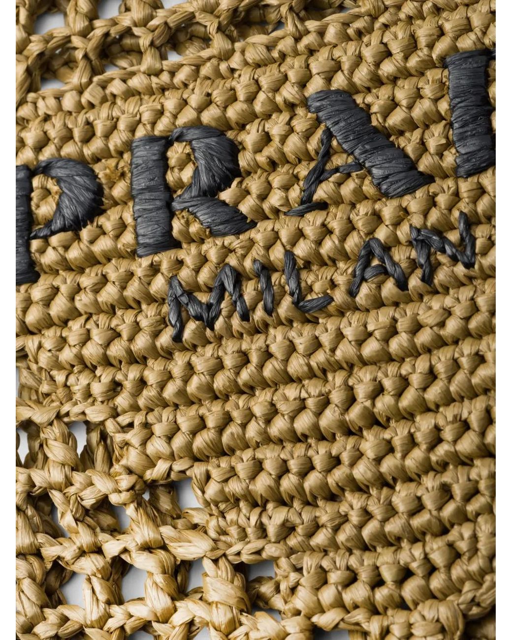 Prada Metallic Triangle-Logo Raffia Tote Bag