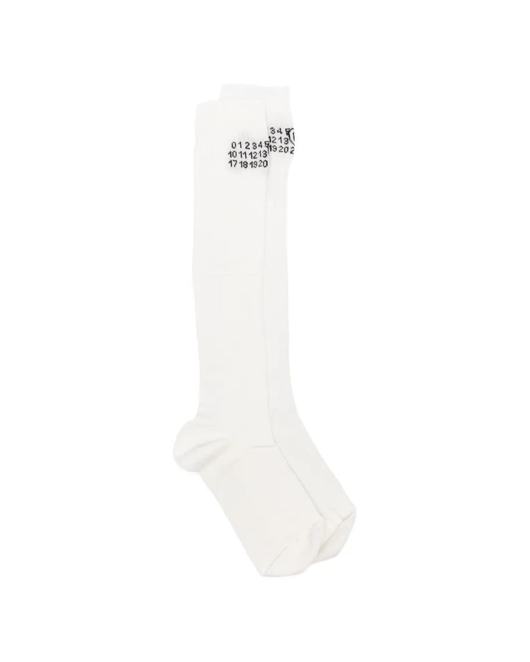 MM6 by Maison Margiela White Numeric-Logo Ribbed Socks
