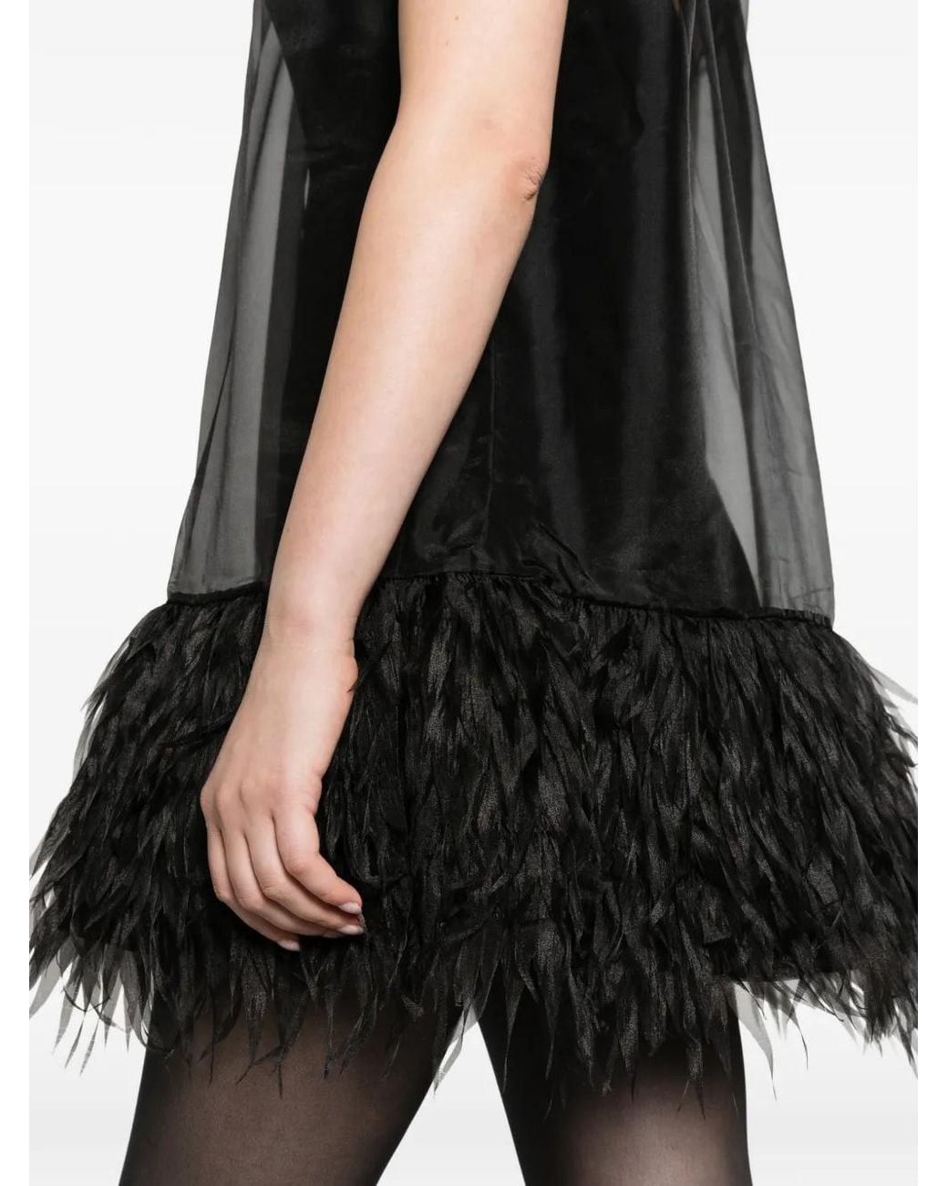 Jonathan Simkhai Black Shirya Featherlike Organza Mini Dress