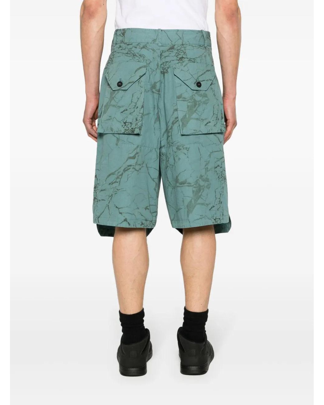 A_COLD_WALL* Green Overlay Abstract-Print Cargo Shorts for men