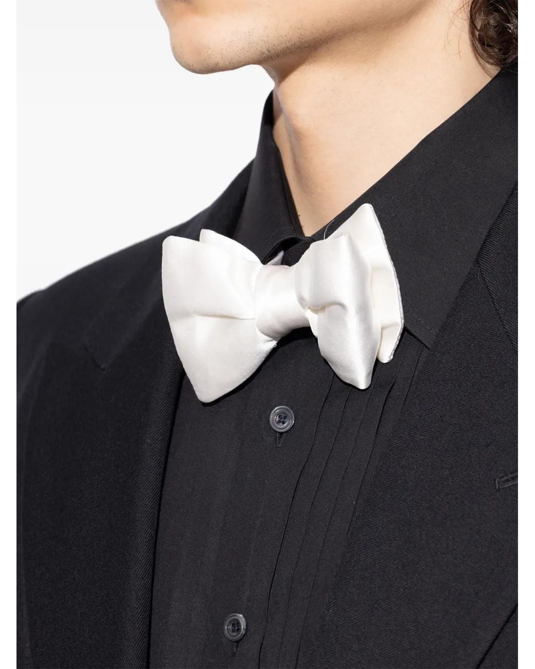 Tom Ford White Satin Pre-Tied Bow Tie for men