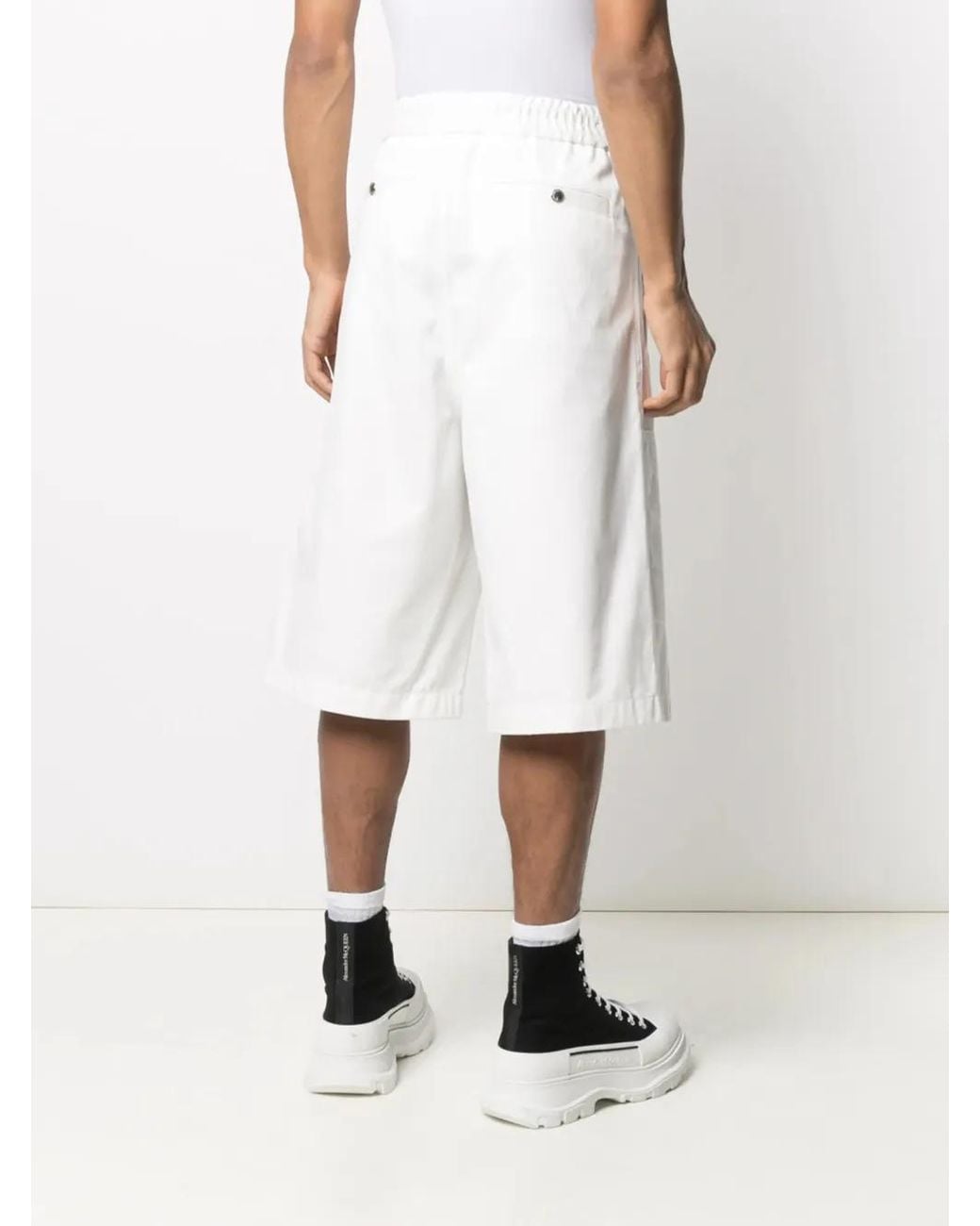 McQueen White Multi-Pocket Bermuda Shorts for men