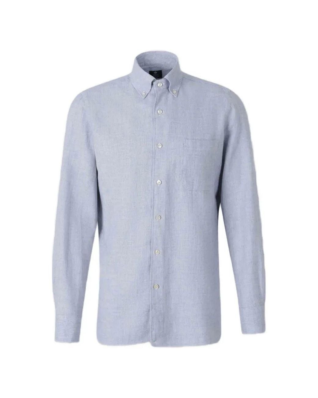 Luigi Borrelli Napoli Blue Button-Down Chest-Pocket Shirt for men